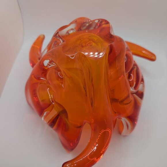 Vintage Murano glass Sunburst Flame Bowl Hand Blown Art orange Amberina - Picture 4 of 8
